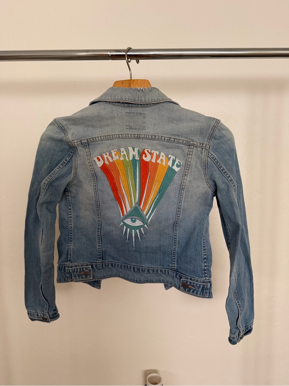 REVICE Denim Jacket with 'Dream State' Rainbow Eye Patch